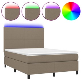 ΚΡΕΒΑΤΙ BOXSPRING ΜΕ ΣΤΡΩΜΑ &amp; LED TAUPE 140X190 ΕΚ. ΥΦΑΣΜΑΤΙΝΟ 3134713