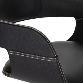 Καρέκλα Τραπεζαρίας από Λυγισμένο Ξύλο / Συνθετικό Δέρμα - Μαύρο