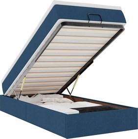 vidaXL Οθωμανικό κρεβάτι με στρώμα μπλε 90x200cm ύφασμα