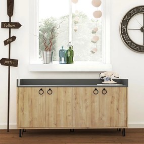 Μπουφές Dea Megapap χρώμα sapphire oak - ανθρακί 140x36x80εκ.