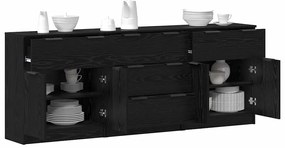 vidaXL Πλαϊνό γραφείο με συρτάρι 3 pcs Μαύρη δρυς 60 x 30 x 70 εκ.