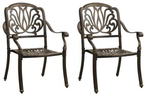 Καρέκλες Κήπου 2 τεμ. Μπρονζέ από Χυτό Αλουμίνιο