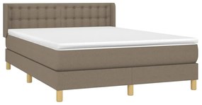 vidaXL Κρεβάτι Boxspring με Στρώμα Taupe 140x200 εκ. Υφασμάτινο