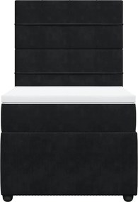 vidaXL Κρεβάτι Boxspring με Στρώμα Μαύρο 90x190 εκ. Βελούδινο