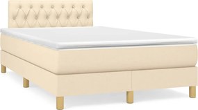 vidaXL Κρεβάτι Boxspring με Στρώμα &amp; LED Κρεμ 120x190 εκ. Υφασμάτινο
