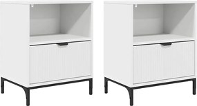 vidaXL Κομοδίνο 2 pcs Λευκό 49 x 36 x 61 εκ Επεξεργασμένο ξύλο