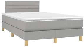 vidaXL Κρεβάτι Boxspring με Στρώμα Ανοιχτό Γκρι 120x200 εκ. Υφασμάτινο