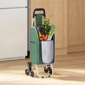 vidaXL Καρότσι Αγορών Πράσινο 39.5 x 36 x 92.5 εκ Ύφασμα Oxford