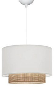Φωτιστικό οροφής Newbay pakoworld ύφασμα σε λευκό και φυσικό χρώμα Φ30x80εκ