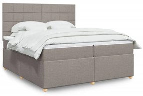 Κρεβάτι Boxspring με Στρώμα Taupe 200x200 εκ. Υφασμάτινο