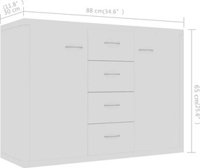 vidaXL Μπουφές Λευκός 88 x 30 x 65 εκ. από Επεξ. Ξύλο