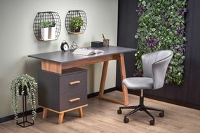 SERGIO, desk, anthracite matt - wotan oak