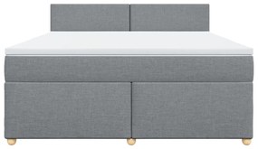 vidaXL Κρεβάτι Boxspring με Στρώμα Ανοιχτό Γκρι 180x200 εκ. Υφασμάτινο