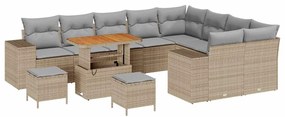 vidaXL Σετ Καναπέ Κήπου Ρυθμιζόμενο ύψος 12 pcs Μπεζ συνθετικό ρατάν