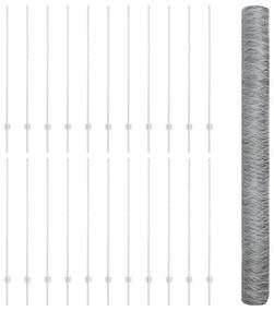 vidaXL Φράχτης με Στήλες. Ασημί 1.4 x 50 m Ατσάλι