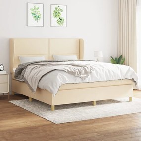 Κρεβάτι Boxspring με Στρώμα Κρεμ 160x200 εκ. Υφασμάτινο - Κρεμ