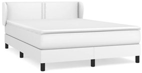 vidaXL Κρεβάτι Boxspring με Στρώμα Λευκό 140x200εκ.από Συνθετικό Δέρμα