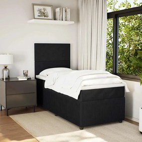 vidaXL Κρεβάτι Boxspring με Στρώμα Μαύρο 90x190 εκ. Βελούδινο