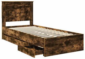 vidaXL Σκελετός Κρεβατιού Καπνιστό Δρύς 100 x 200 cm Μηχανήματος Ξύλο