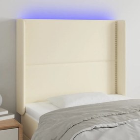 Κεφαλάρι Κρεβατιού LED Κρεμ 83x16x118/128εκ. Συνθετ. Δέρμα - Κρεμ