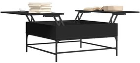 vidaXL Τραπεζάκι Σαλονιού Μαύρο 95x95x45εκ. Επεξεργασμένο Ξύλο+Μέταλλο