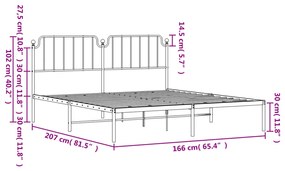 ΠΛΑΙΣΙΟ ΚΡΕΒΑΤΙΟΥ ΜΕ ΚΕΦΑΛΑΡΙ ΛΕΥΚΟ 160X200 ΕΚ. ΜΕΤΑΛΛΙΚΟ 373939