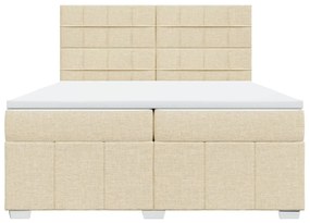 vidaXL Κρεβάτι Boxspring με Στρώμα Κρεμ 200x200 εκ. Υφασμάτινο