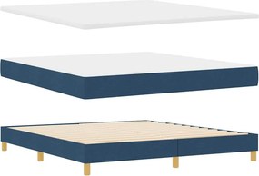vidaXL LED Κρεβάτι με βάθρο με μαξιλάρι Μπλε 180 x 200 cm ύφασμα