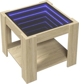 vidaXL Τραπεζάκι Σαλονιού με LED Δρυς 53x53x45 εκ. Επεξεργασμένο Ξύλο