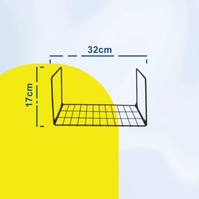 Κρεμαστό Μεταλλικό Ράφι 32x19x17cm Άσπρο ή Μαύρο - Μαύρο