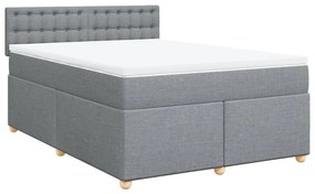 vidaXL Κρεβάτι Boxspring με Στρώμα Ανοιχτό Γκρι 140x200 εκ. Υφασμάτινο