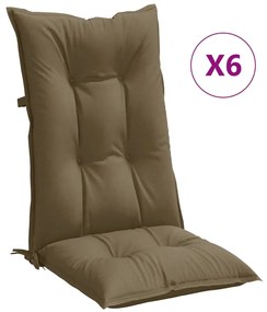 vidaXL Μαξιλάρια Καρέκλας Κήπου Πλάτη 6τεμ Taupe 120x50x7 εκ. Ύφασμα