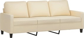 vidaXL Πολυθρόνες Σετ 3 Τεμαχίων Κρεμ από Ύφασμα με Μαξιλάρια