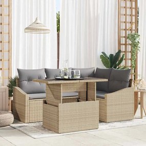 vidaXL Σετ Καναπέ Κήπου 5 pcs μπεζ και ανοιχτό γκρι 100 x 55 x 73 εκ