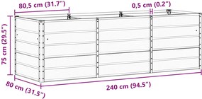 vidaXL Γλάστρα Ανθρακί 240 x 80 x 75 εκ. Ατσάλι
