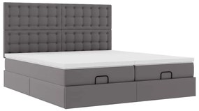 vidaXL Οθωμανικό κρεβάτι με στρώματα Γκρι 200x200cm Faux Leather