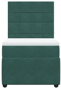 vidaXL Κρεβάτι Boxspring με Στρώμα Σκούρο Πράσινο 90x190 εκ. Βελούδινο