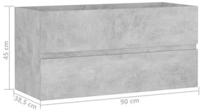 vidaXL Ντουλάπι Νιπτήρα Γκρι Σκυροδέματος 90x38,5x45εκ. από Επεξ. Ξύλο