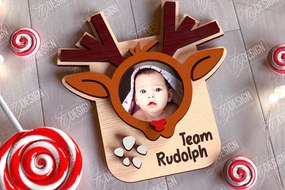 Σετ των 2 Intra απο ξύλο plywood 3mm-4mm πάχος Χριστουγεννιάτικο Photo Magnet | Ιδέα δώρου | CNC Δίασταση 15x15 cm INTRAFABR-108898193