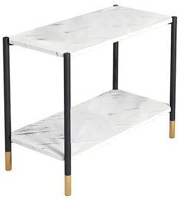 Βοηθητικό τραπέζι Mara MDF λευκό μαρμάρου-μαύρο 80x40x55cm Υλικό: 15mm MDF top  16 mm round tube 072-000065