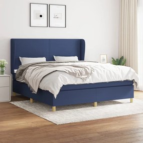 Κρεβάτι Boxspring με Στρώμα Μπλε 180x200 εκ. Υφασμάτινο