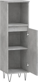 vidaXL Ντουλάπι Μπάνιου Γκρι Σκυροδέματος 30x30x100 εκ. Επεξ. Ξύλο