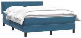 vidaXL Κρεβάτι Boxspring με Στρώμα Σκούρο Μπλε 140x210 εκ. Βελούδινο