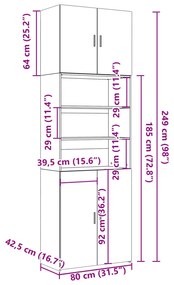 Ντουλάπι Γκρι Σκυροδέματος 80x42,5x249 εκ. Επεξεργασμένο Ξύλο - Γκρι