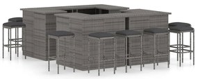 vidaXL Σετ Επίπλων Μπαρ Κήπου 16 τεμ Γκρι Συνθετικό Ρατάν με Μαξιλάρια