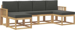 vidaXL Σειρά Καναπέ Εξωτερικού 6 pcs Άσπρο και Ανθρακί Πολυεστέρας