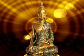 Εικόνα του αγάλματος του Βούδα με αφηρημένο φόντο - 90x60