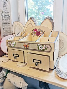 Intra απο ξύλο plywood 3mm-4mm πάχος - Cosmetics Jewelry Organizer Κουτί αποθήκευσης με συρτάρια 6mm Δίασταση 30x30 cm Intraeaxys-eoxl5kqo