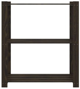 vidaXL Ραφιέρα με 3 Ράφια Μαύρο 80 x 38 x 90 εκ. Μασίφ Ξύλο Πεύκου