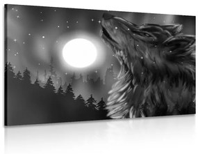 Εικόνα ενός φεγγαριού λύκου σε ασπρόμαυρο - 120x80